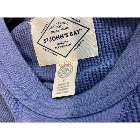 St John Bay Men Classic T-Shirt Size Small Blue Waffle Knit Long Sleeve Pullover - Picture 4 of 4